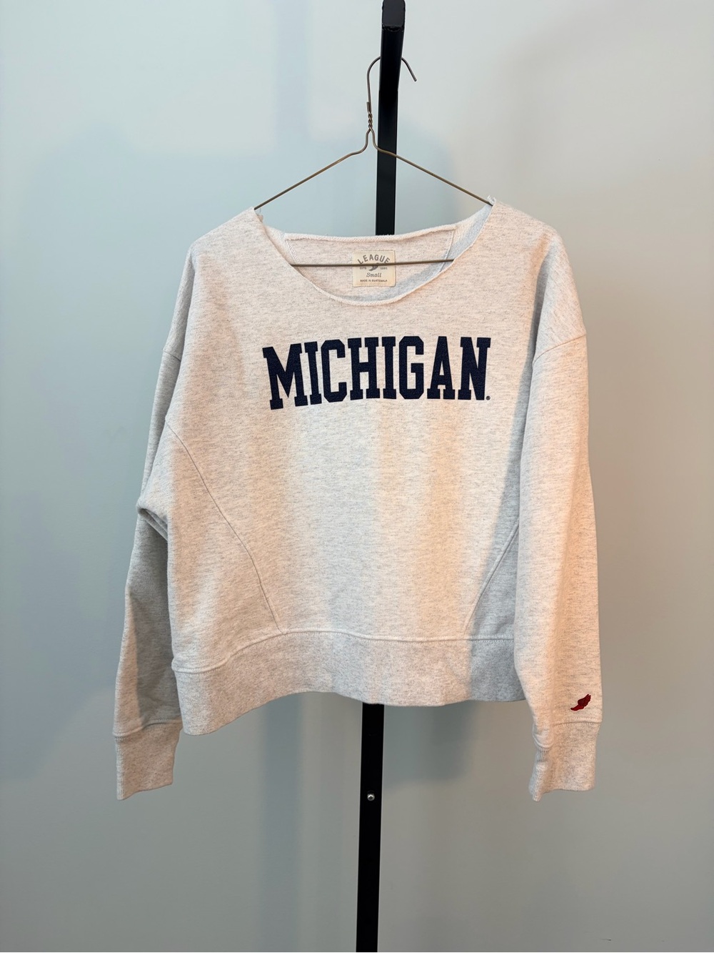 League Michigan Crewneck Sweatshirt - Light Gray with Navy